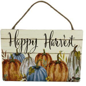 Fall Happy Harvest Sign Decorative Pumpkins Autumn